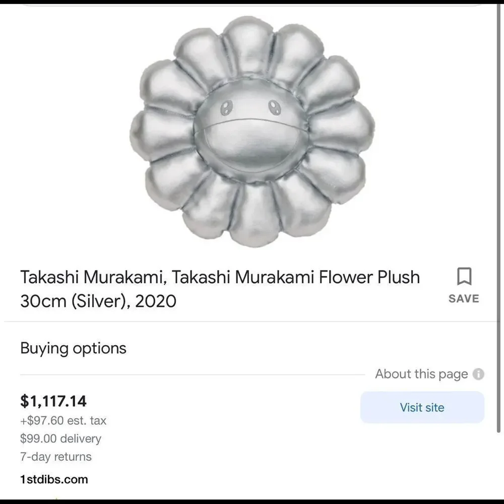 Takashi Murakami Flower Silver Cushion Pillow Plush 30cm kaikai kiki